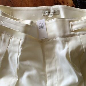 Banana Republic Wool Cream Pleated Long Pants